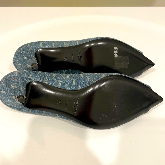 Saint Laurent Lola Monogram Denim Pumps - Picture 8 of 11